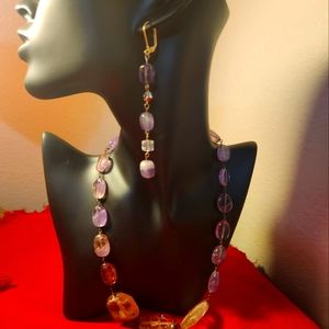 Amethyst Crystal Necklace and Dangle Earrings